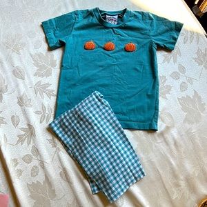 Toddler Boys French Knot Pumpkin Patch Outfit